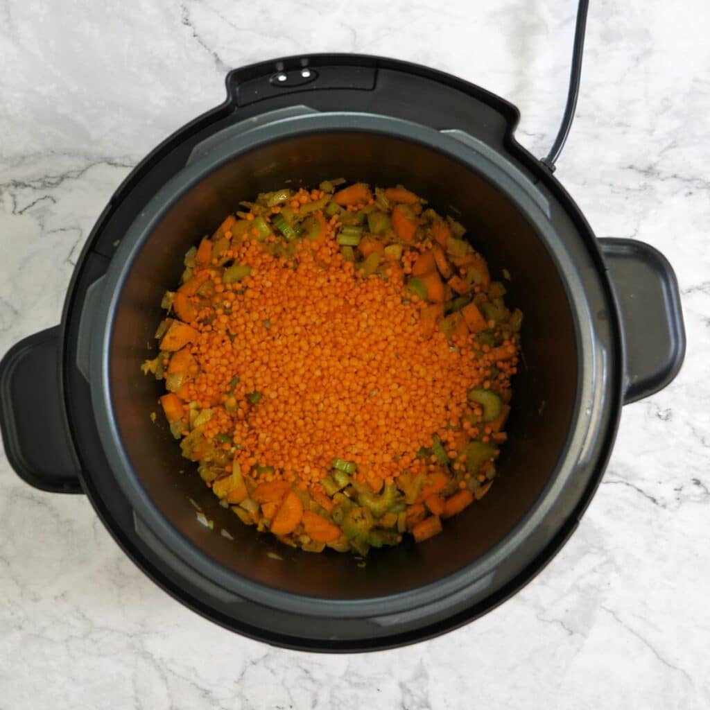 thefoodieblogger how to make Instant Pot Lentil Soup 4