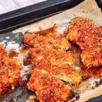 Baked Hot Honey Chicken Recipe on the baking sheet