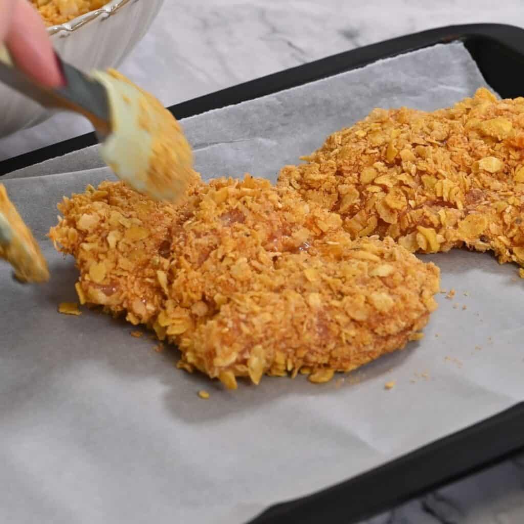 Baked Hot Honey Chicken (Super Crunchy!) 9 thefoodieblogger how to make Hot Honey Chicken 6