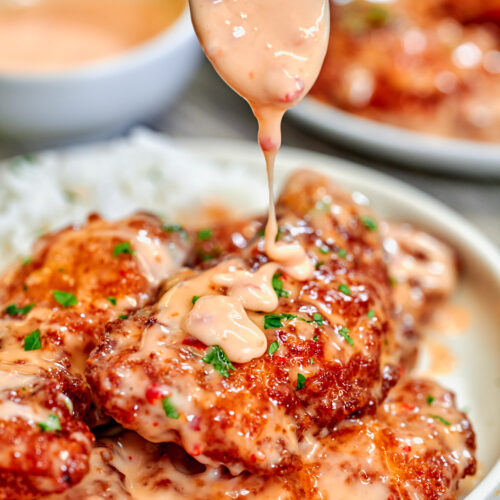 best bang bang chicken recipe drizzle sauce on top