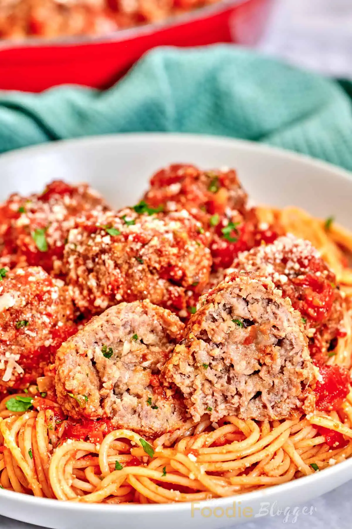 authentic italian meatballs with spaghetti