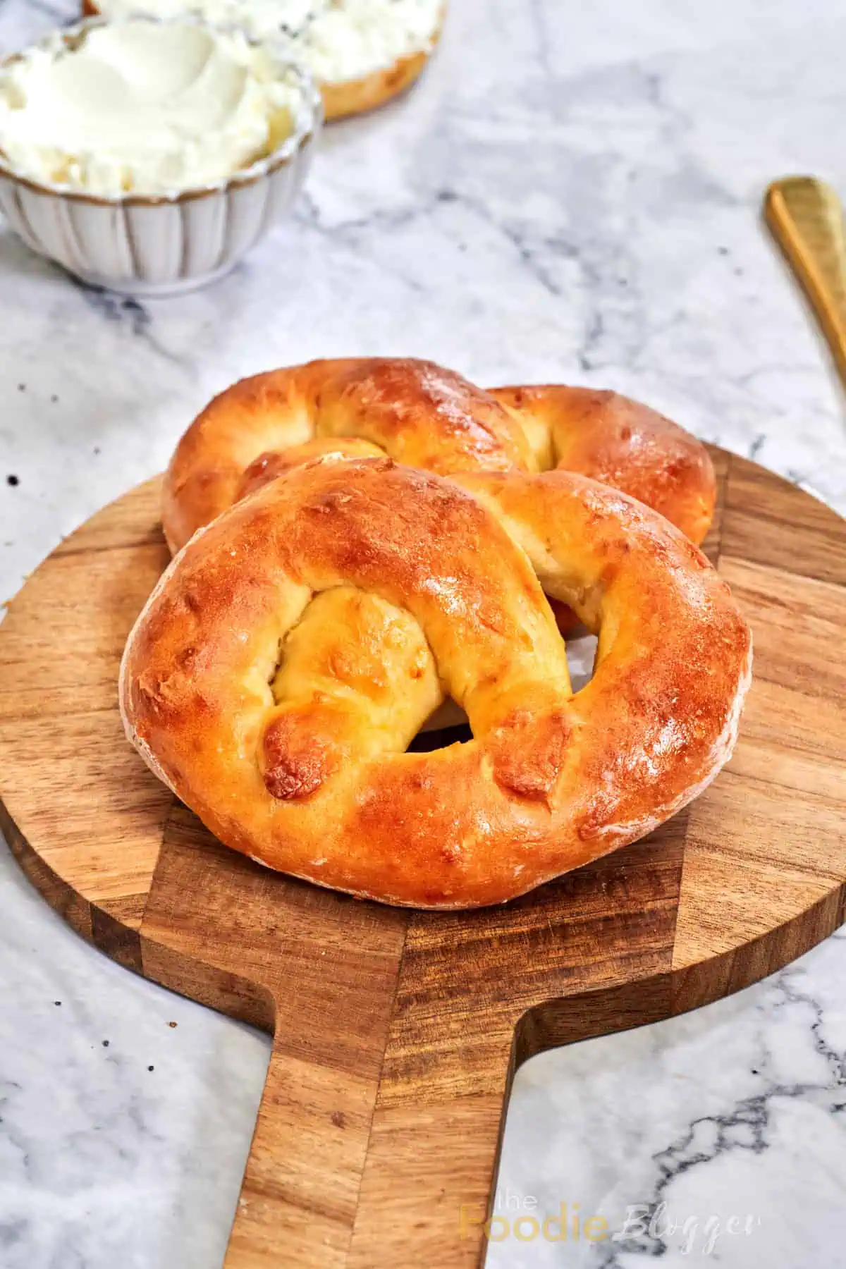 2 Ingredient Dough Pretzels on a wooden board