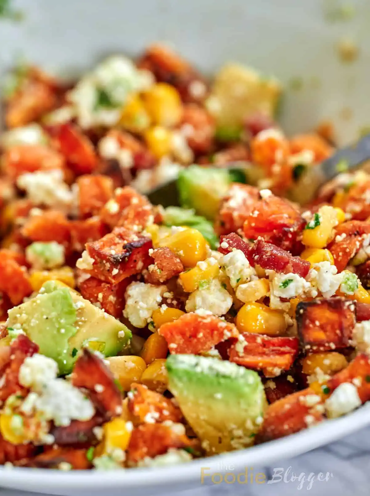 Healthy Roasted Sweet Potato Salad with Honey-Lemon Dressing close-up