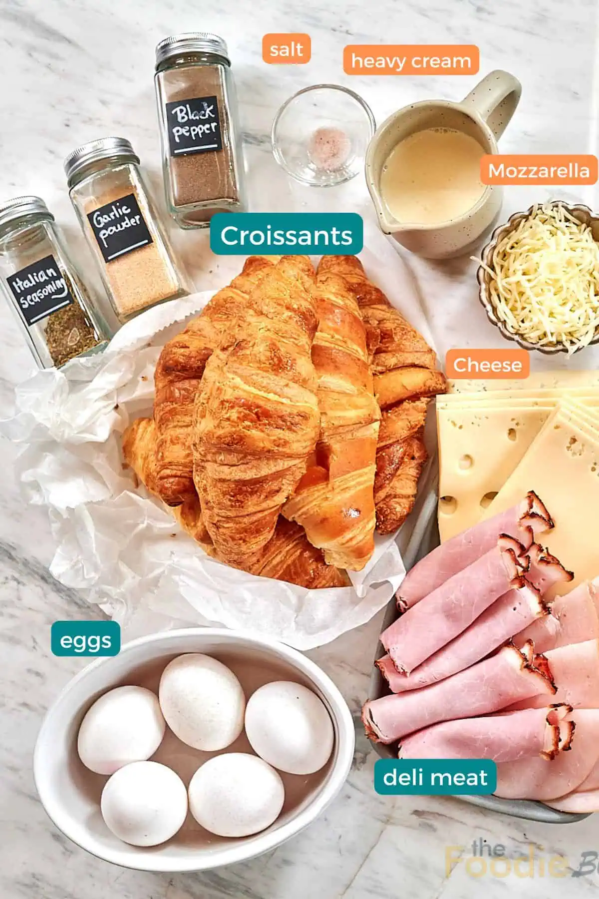 Ham and Cheese Croissant Breakfast Bake 3 Ingredients for ham and cheese croissant breakfast bake