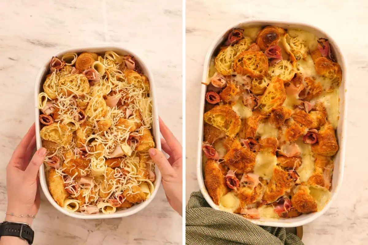 Ham and Cheese Croissant Breakfast Bake 10 Baked ham and cheese croissant breakfast casserole