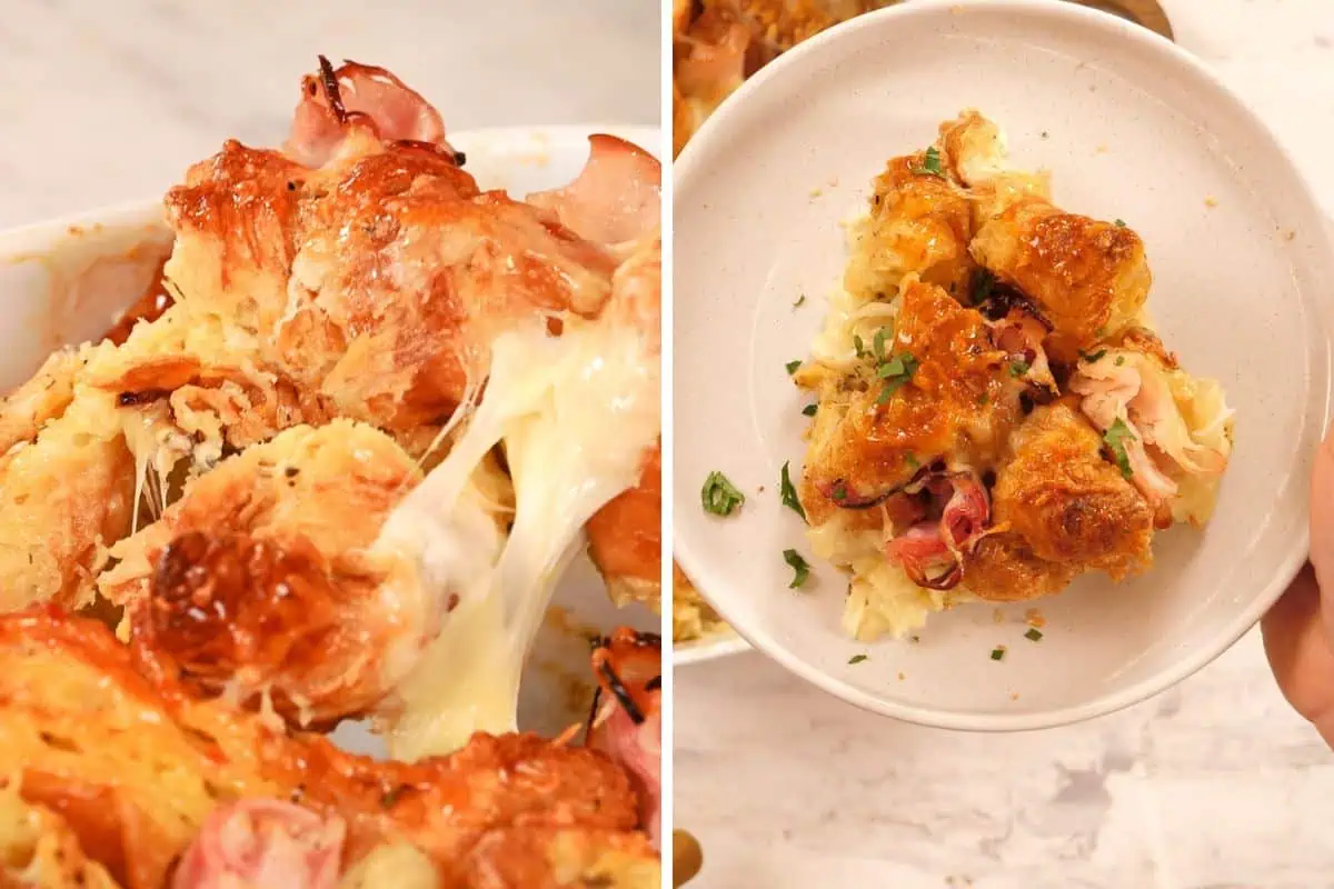 Ham and Cheese Croissant Breakfast Bake 11 Served ham and cheese croissant breakfast bake