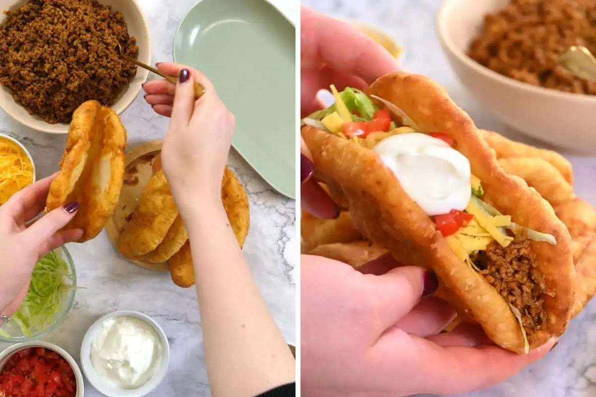 Easy Homemade Taco Bell Chalupa Recipe 13 Assembling Taco Bell style chalupas with toppings