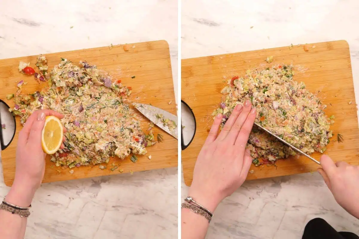 Viral Smoked Salmon Chopped Salad Bagel 7 Fresh lemon juice squeezed over creamy chopped smoked salmon salad