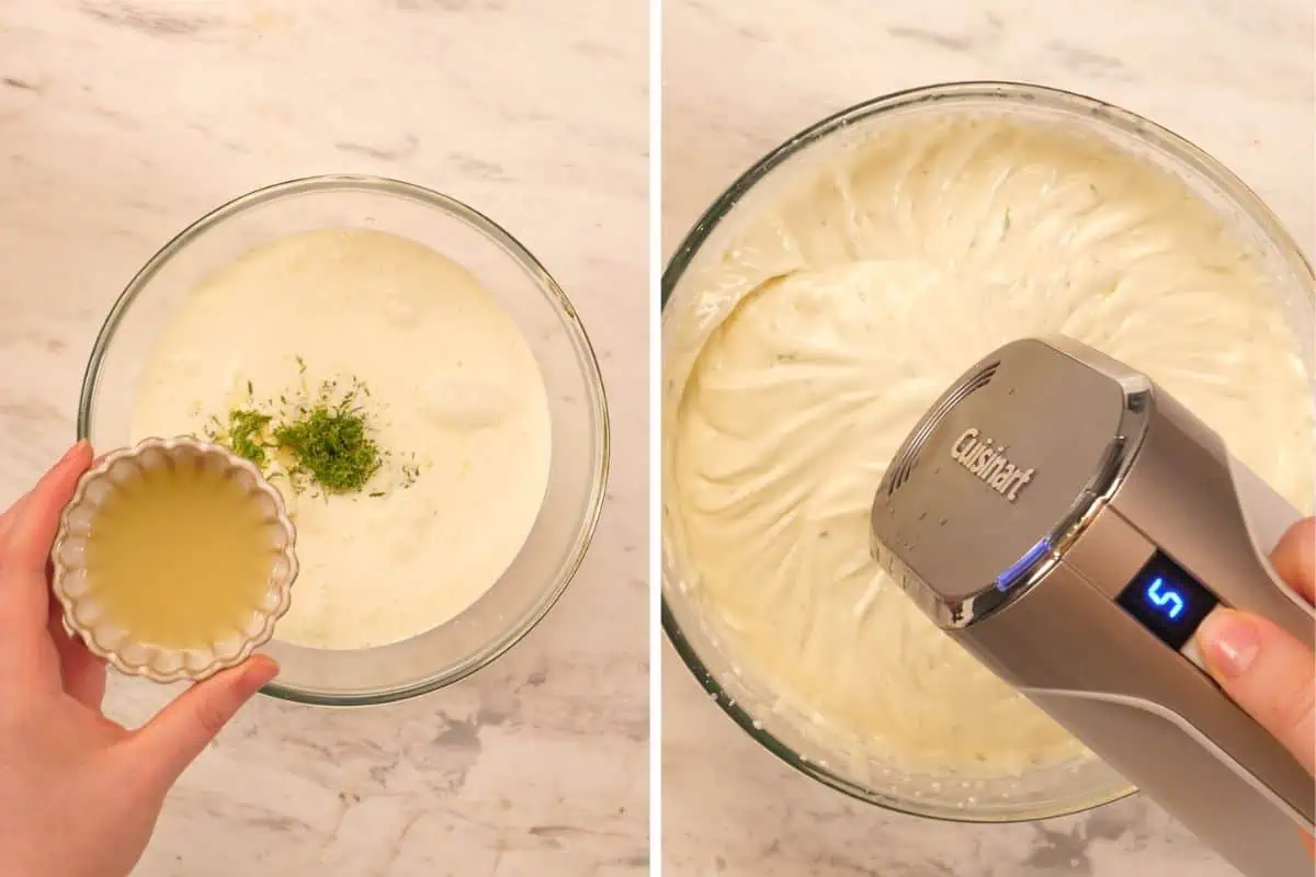 No-Bake Strawberry Lime Charlotte Cake 6 Lime juice and lime zest being added to cream before whipping into a smooth, fluffy lime cream filling.